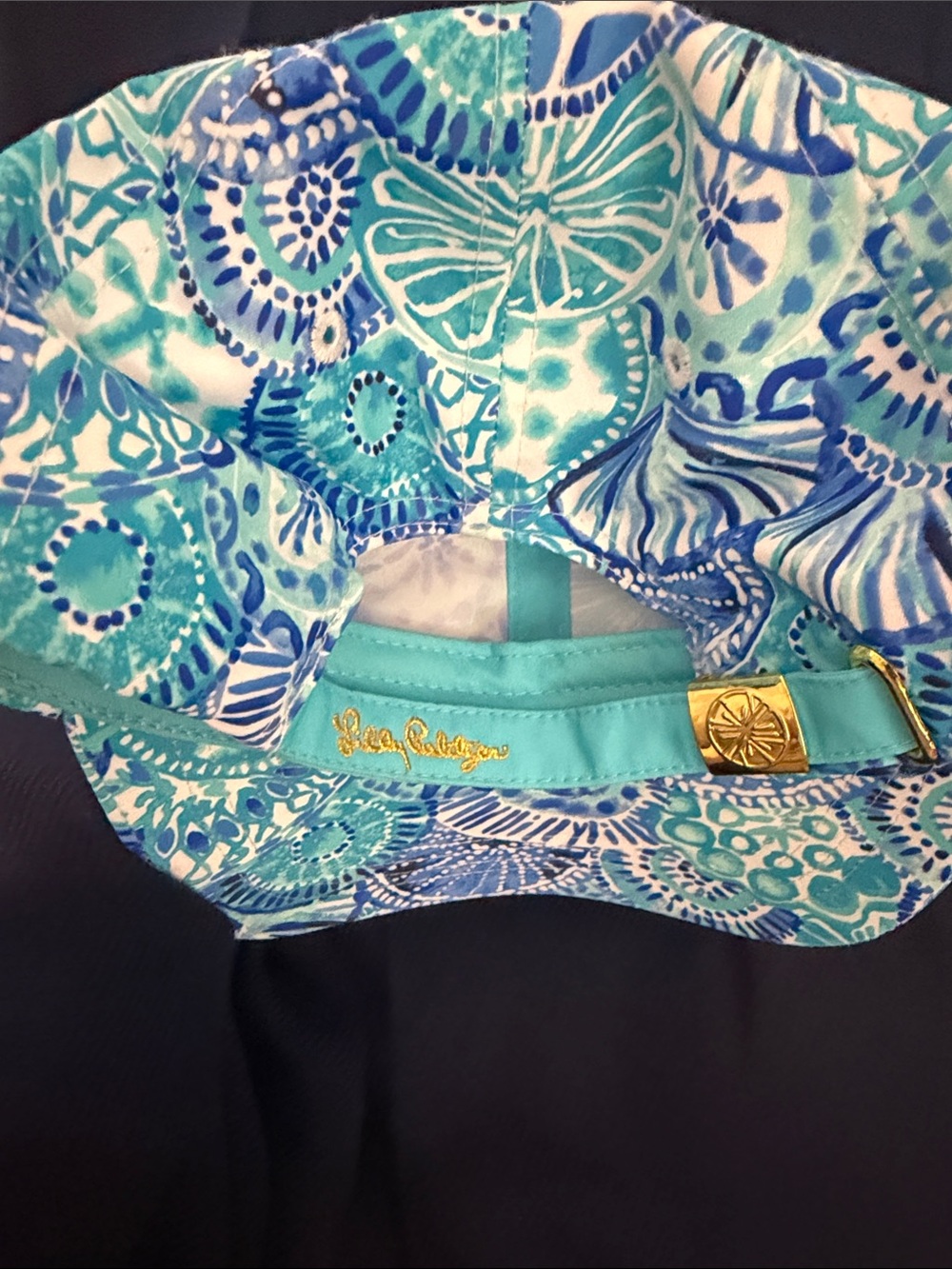 Lilly Pulitzer Blur & Aqua Patterned Baseball Cap - Picture 4 of 4